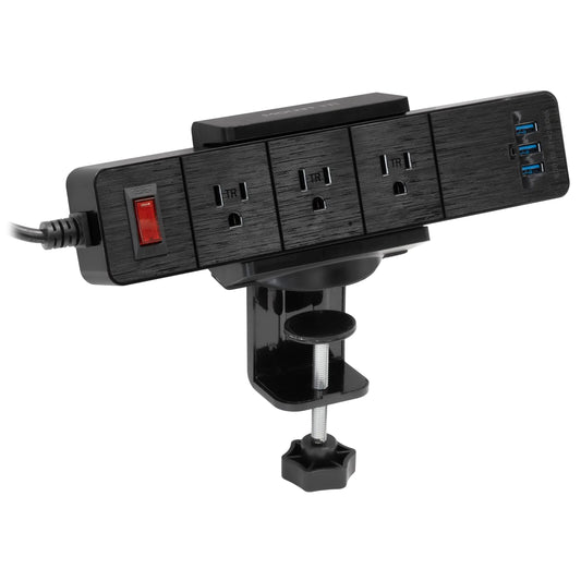 Mount-It! Power Strip Holder Clamp Desk Mount with Included Surge Protector