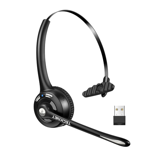 TECKNET Wireless Headset Bluetooth Headphones with Noise Cancelling Microphone