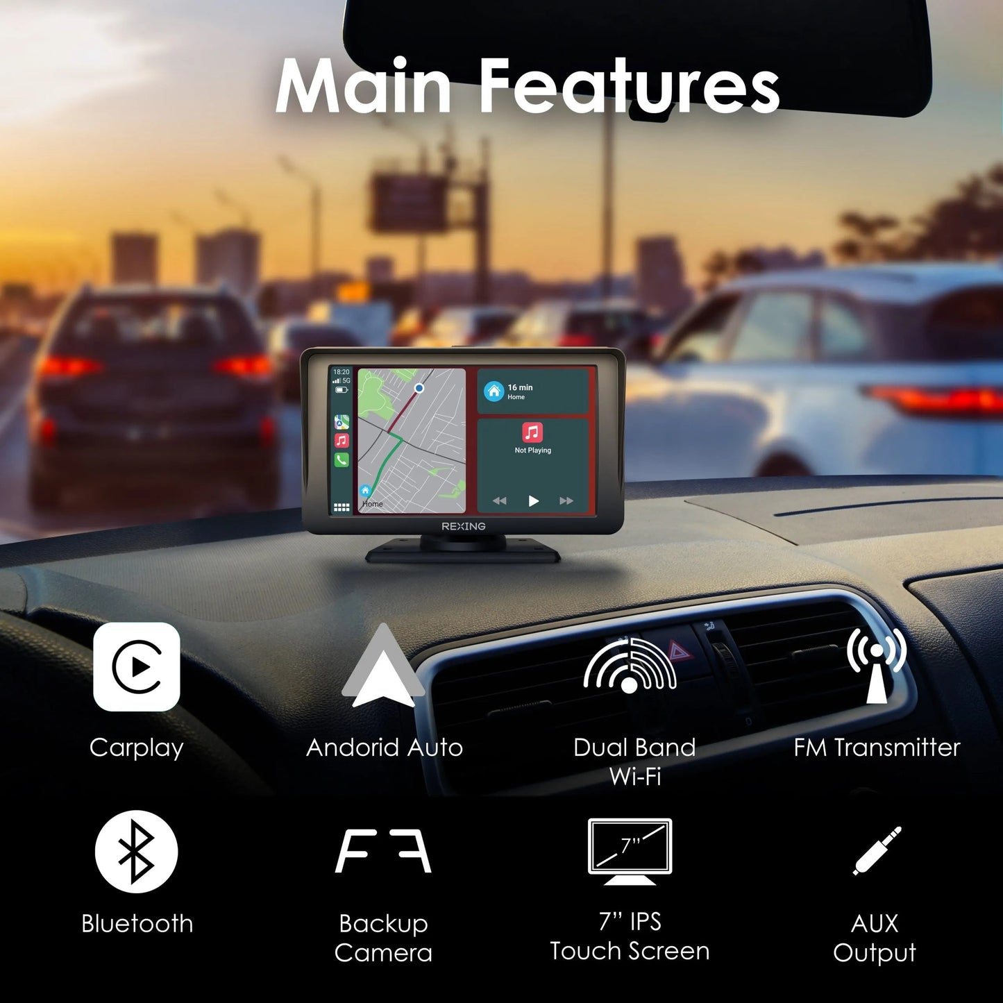 REXING W1 CarPlay/Android Auto With Backup Camera