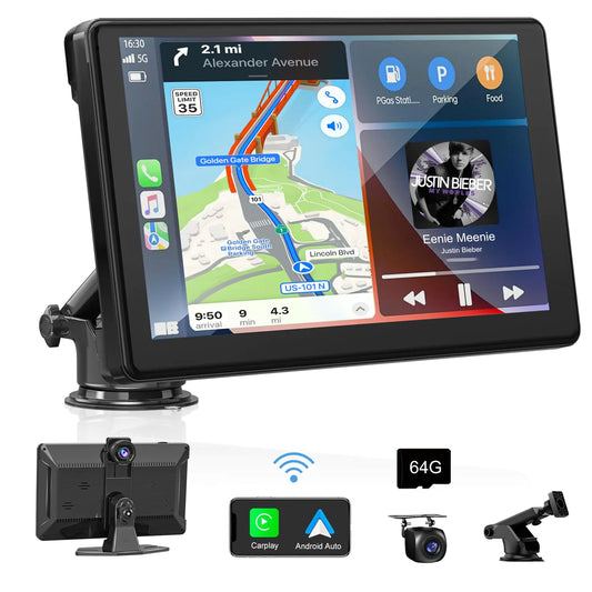 Carplay Screen for Car 9" Portable Wireless Car Stereo Touchscreen for Apple Carplay and Android Auto