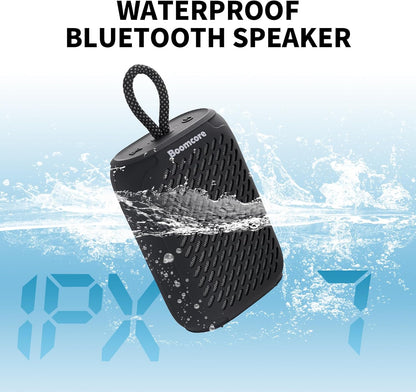 Boomcore Portable Bluetooth Speakers Waterproof Small Speaker with Stereo Sound 12H Playtime Wireless Bluetooth Speaker IPX7 for Outdoor Shower - Black