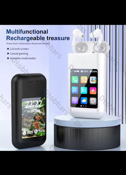 Experience Superior Sound with Multifunctional In-Ear Bluetooth Wireless Earphones Featuring a Touch Screen Power Bank for Ultimate Music and Gaming Enjoyment