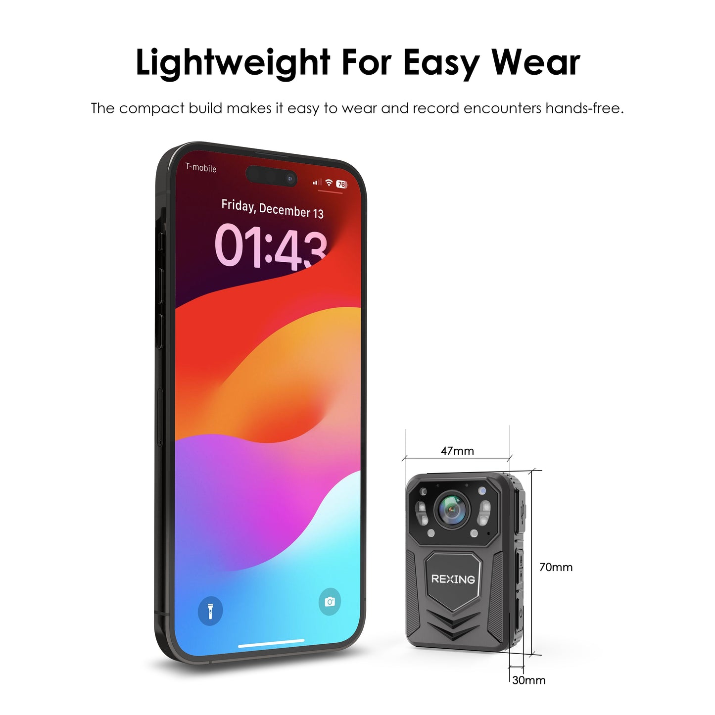 Rexing P3 Mini FHD Body Camera - For Sport, Activities and Professional Services