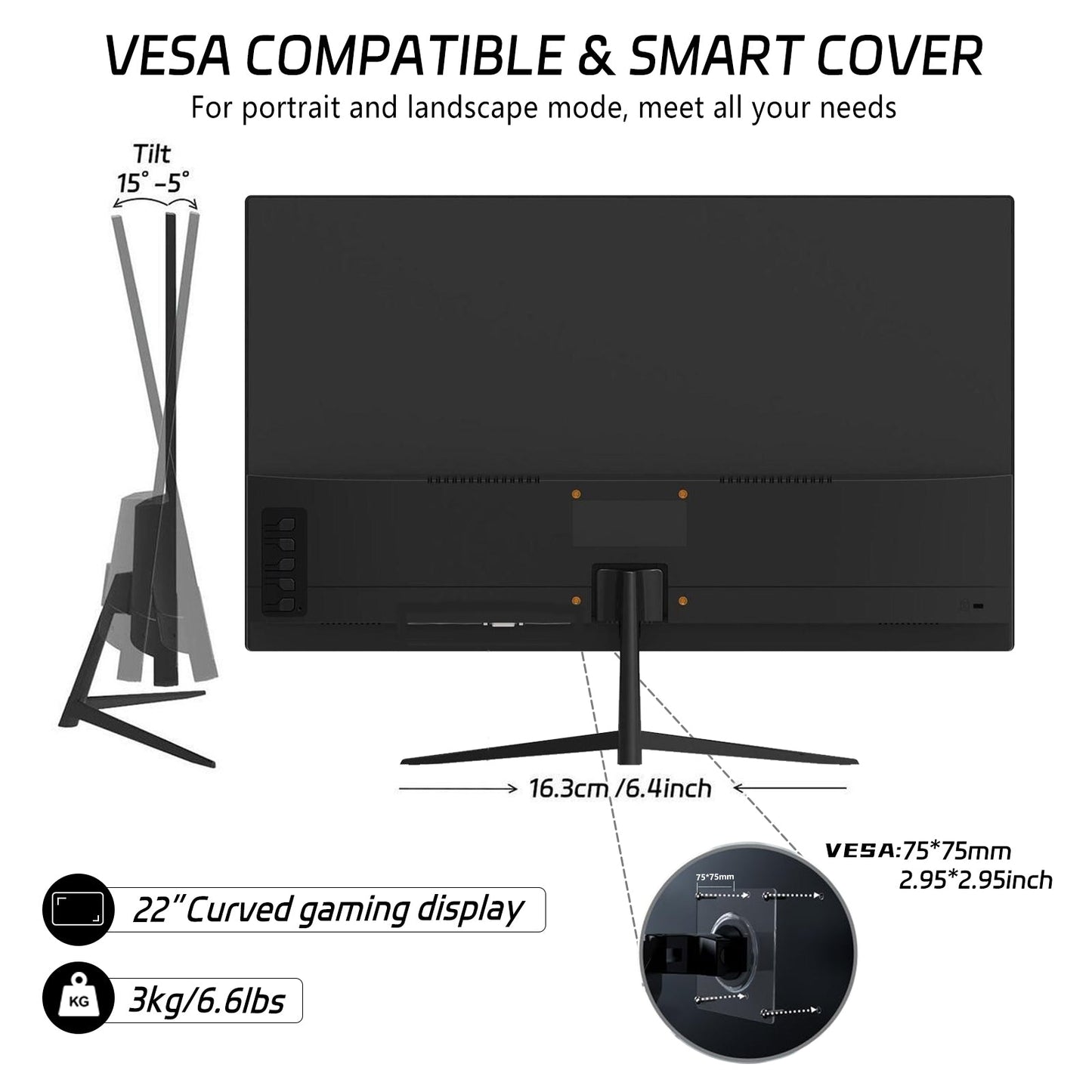 Rehisk 22Inch 75Hz Full HD 1080P Computer Monitor - RE221KV1